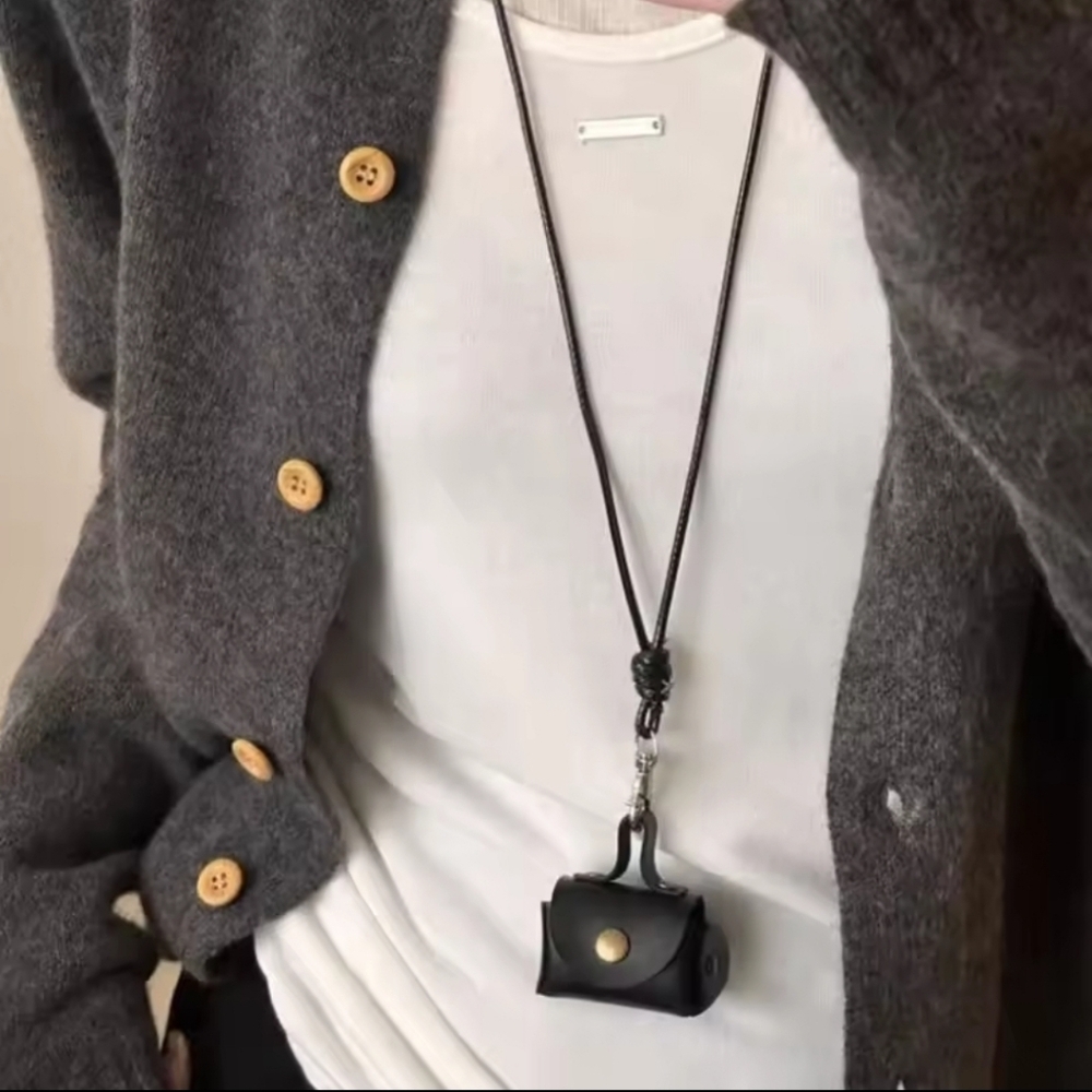 New Mini Leather Coin Purse Necklace • Black • Bag Necklace • NWOT